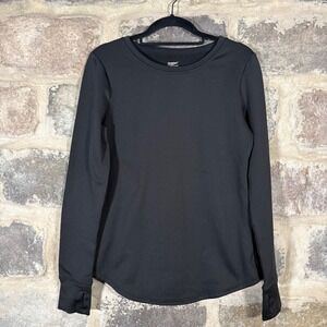 ClimateRight by Cuddl Duds Black Long Sleeve Top Thumb Hole‎ Small Warm Winter